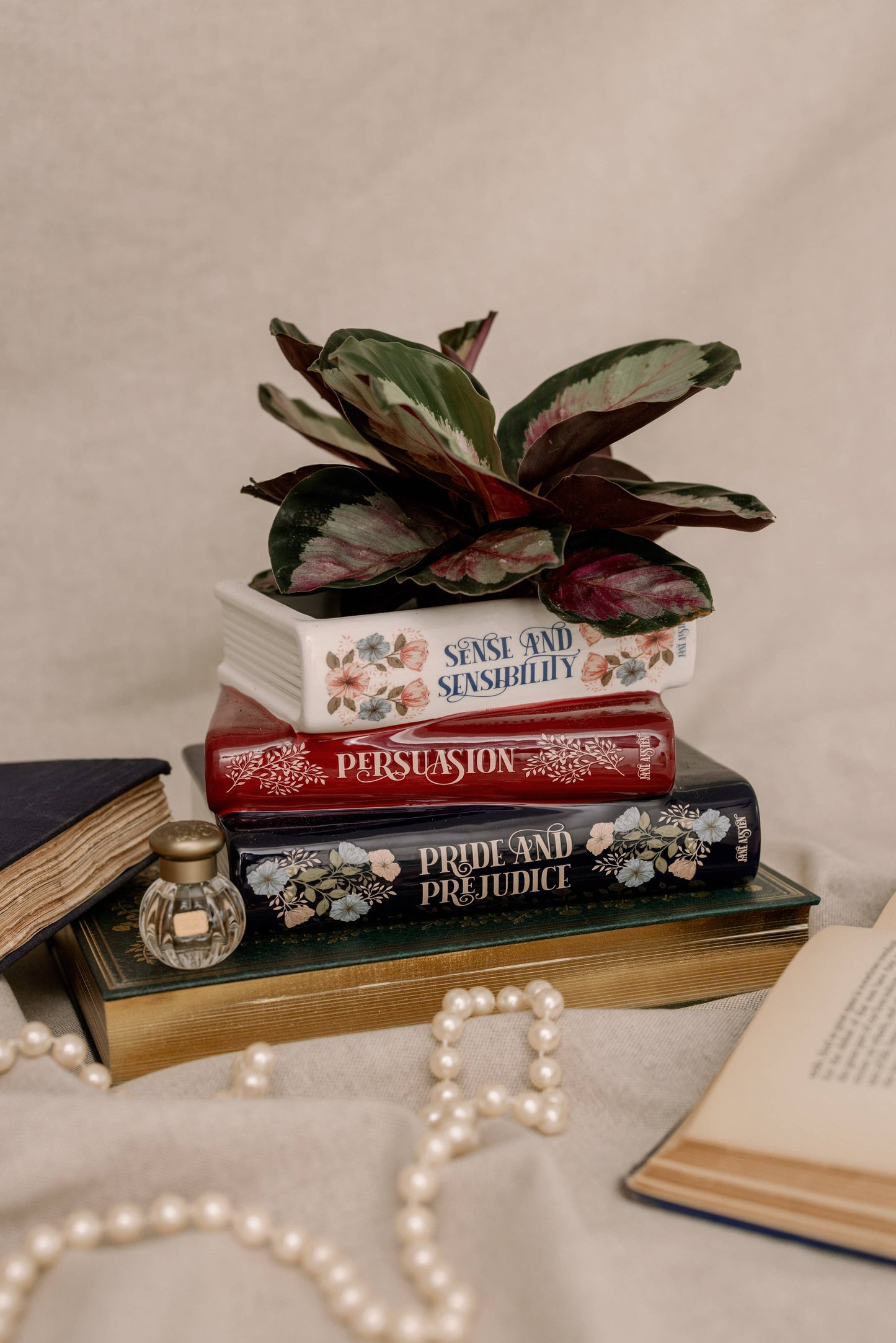 Stacked Books Planter, Jane Austen