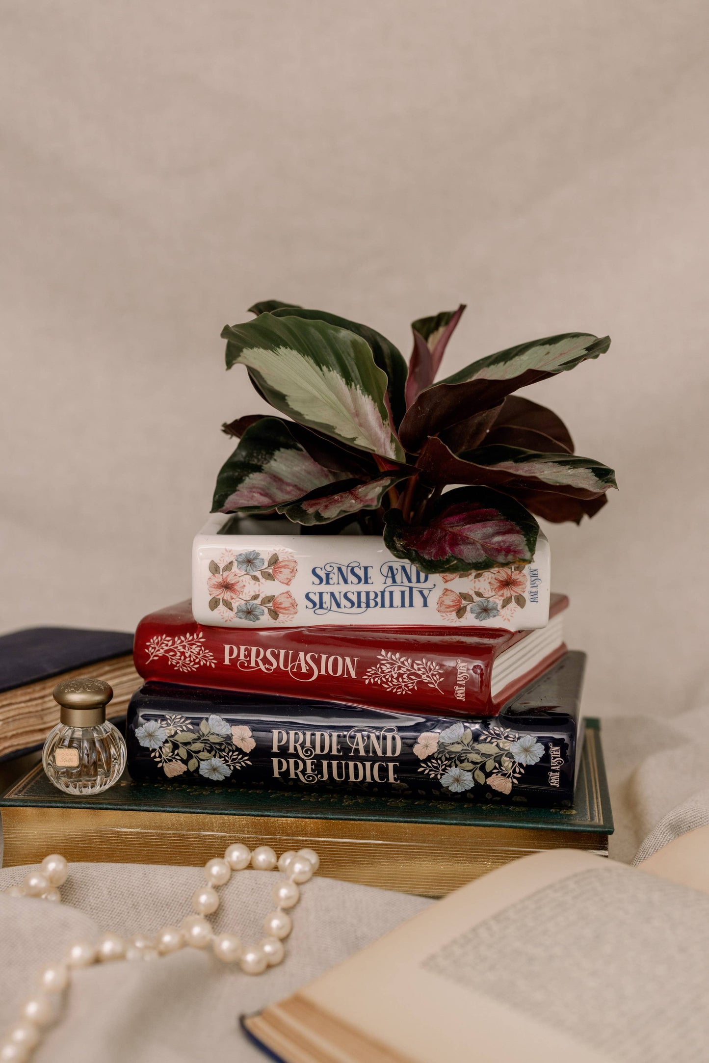 Stacked Books Planter, Jane Austen